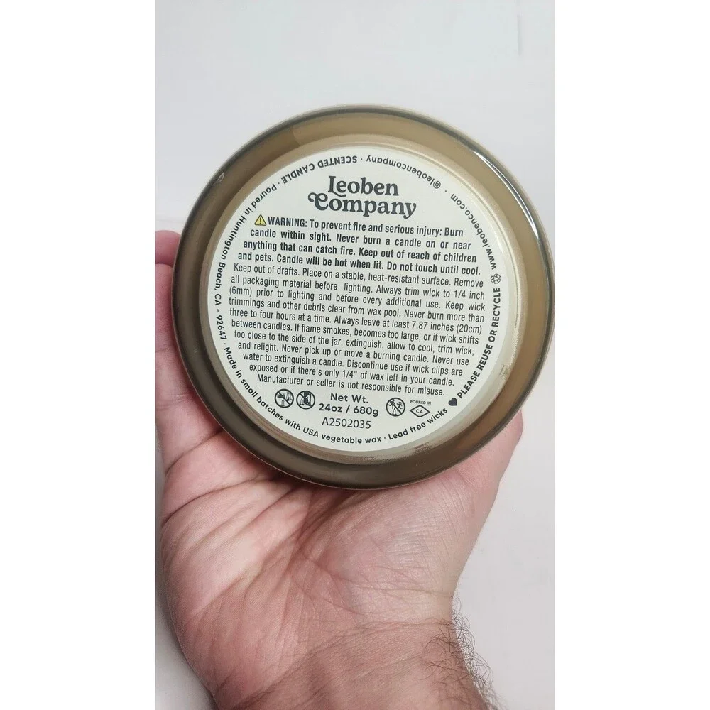 Leoben Co Amber & Saffron Vegan Soy Wax Blend Candle 24 Oz Three Wick USA